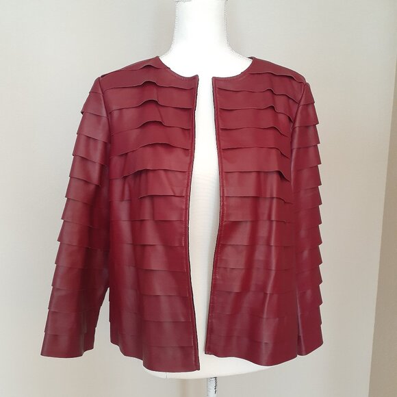 Lafayette 148 Leather Tiered Jacket - Picture 1 of 14